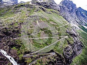 Troll`s Path Trollstigen or Trollstigveien winding mountain road