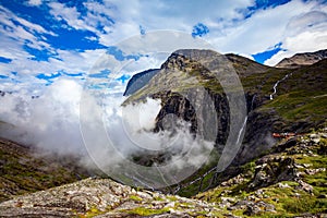 Troll`s Path Trollstigen or Trollstigveien winding mountain road photo