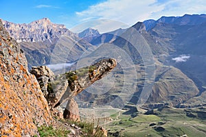 Troll tongue stone rock near the Bezengi village