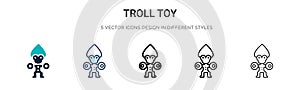 Troll toy icon in filled, thin line, outline and stroke style. Vector illustration of two colored and black troll toy vector icons
