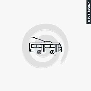 Trolley bus, linear style sign for mobile concept and web design