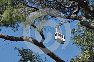 Trolley, cable car entering the cliff above Gibraltar.