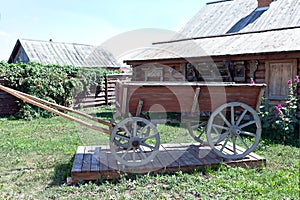 Trolley on four wheels with shafts