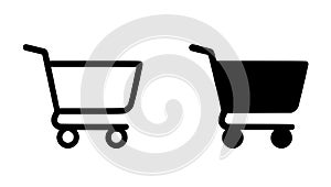 Trolley icon, outline and silhouette versions