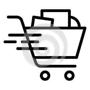 Trolley icon vector, online shopping illustration