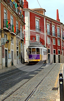 Trolley on lisbon portugal street