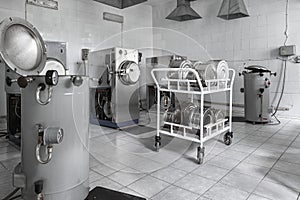 Trolley with medical steril instrument in autoclave lab photo