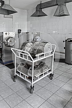 Trolley with medical steril instrument photo