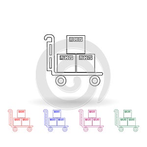 Trolley with a packing box multi color icon. Simple thin line, outline vector of logistic icons for ui and ux, website or mobile