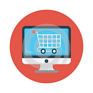 Trolley screen vector flat color icon