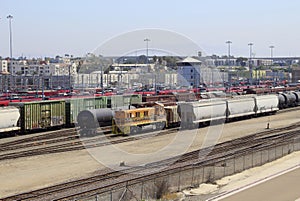 Trolley and train yard San Diego California