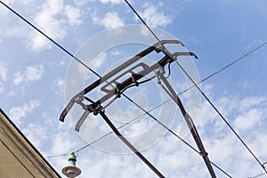 Trolley trolleybus electricity cable lines