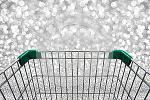 Trolley on white silver bokeh background