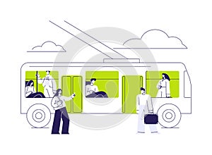 Trolleybus abstract concept vector illustration.