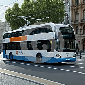 trolleybus engaged in