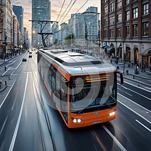 trolleybus engaged in