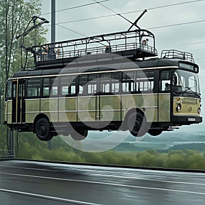 trolleybus engaged in