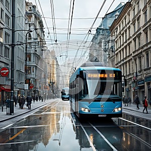 trolleybus engaged in