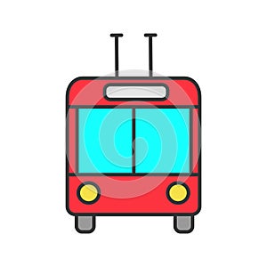 Trolleybus in front view color icon