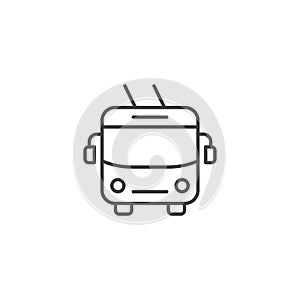 Trolleybus icon in flat style. Electric bus vector illustration on isolated background. Transport sign business concept