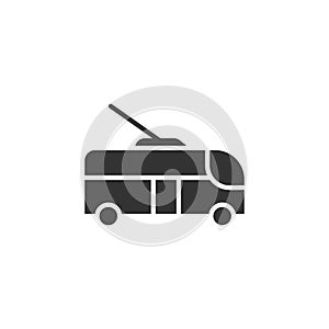 Trolleybus icon in flat style. Trolley bus vector illustration on white isolated background. Autobus vehicle business concept