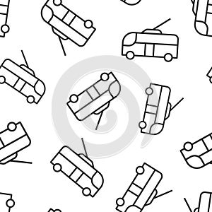 Trolleybus icon in flat style. Trolley bus vector illustration on white isolated background. Autobus vehicle seamless pattern
