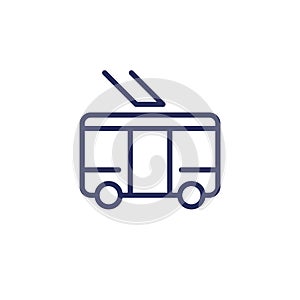 trolleybus icon, line vector pictogram