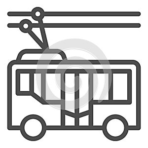 Trolleybus line icon, Public transport concept, trackless trolley sign on white background, tram silhouette icon in