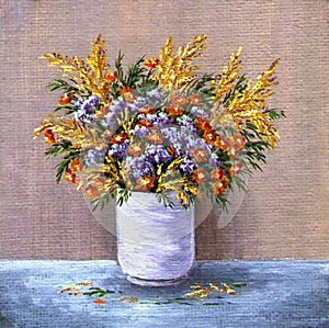 Trollius in a white vase