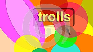 Trolls in dialog balloons. False information spread deliberately to deceive. Disinformation. Graphic.