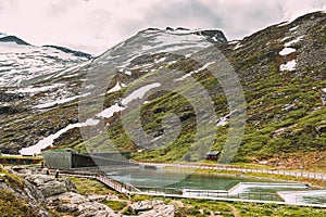 Trollstigen, Andalsnes, Norway. Visitor Centre Near Serpentine Mountain Road Trollstigen. Famous Norwegian Landmark And