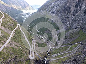 Trollstigen hairpin roads in the mountain