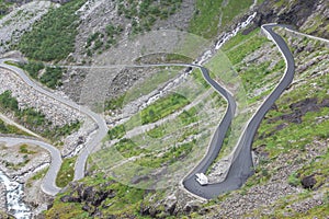 Trollstigen, Troll`s Footpath, serpentine mountain road in Norwa