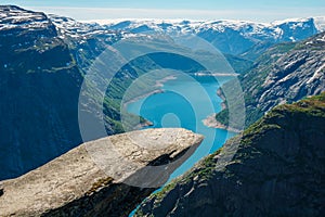 Trolltunga - troll tongue. Mountains in Norway