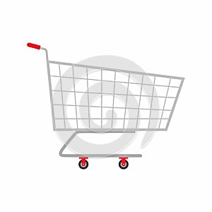 Trolly flat icons. An empty supermarket shopping cart vector illustration isolated on white background. Basket for supermarket,