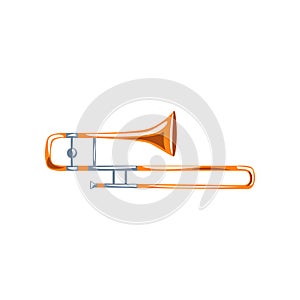 Trombone, classical music wind instrument vector Illustration on a white background