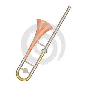 Trombone musical instrument vector illustration. Orchestra music instrument.