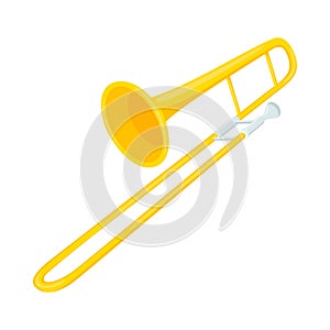 Trombone Sign Emoji Icon Illustration. Music Instrument Vector Symbol Emoticon Design Clip Art Sign Comic Style. photo