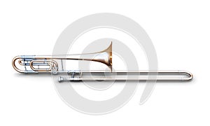 Trombone on a white