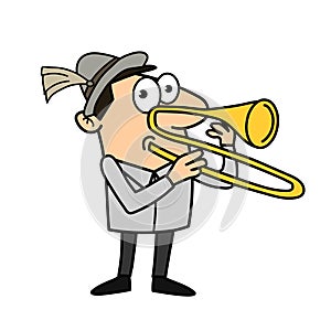 Trombonist cartoon vector illustration photo