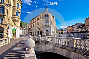 Tromostovje square and bridges of Ljubljana