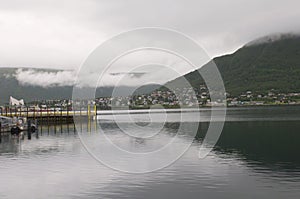 Tromso. landscape of Norwegian fjord.