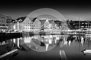 Tromso night black and white city background