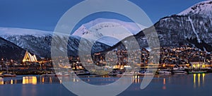 Tromso by night panorama