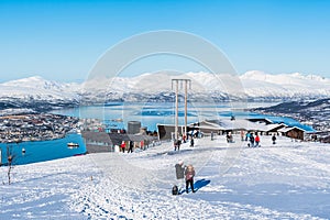 The upper Fjellheisen cable car station on Mount Storsteinen above Tromso, Norway