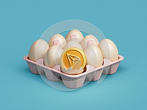 Tron Crypto Broken Open Crack Egg Tray Box 3D Illustration