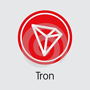 Tron Virtual Currency Coin. Vector Graphic Symbol of TRX.