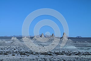 Trona Pinnacles in panoramic row