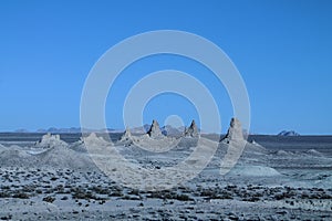 Trona Pinnacles in panoramic row photo