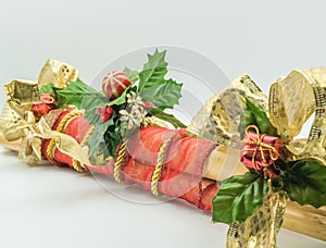 Troncos de caÃÂ±a decorativos de navidad photo